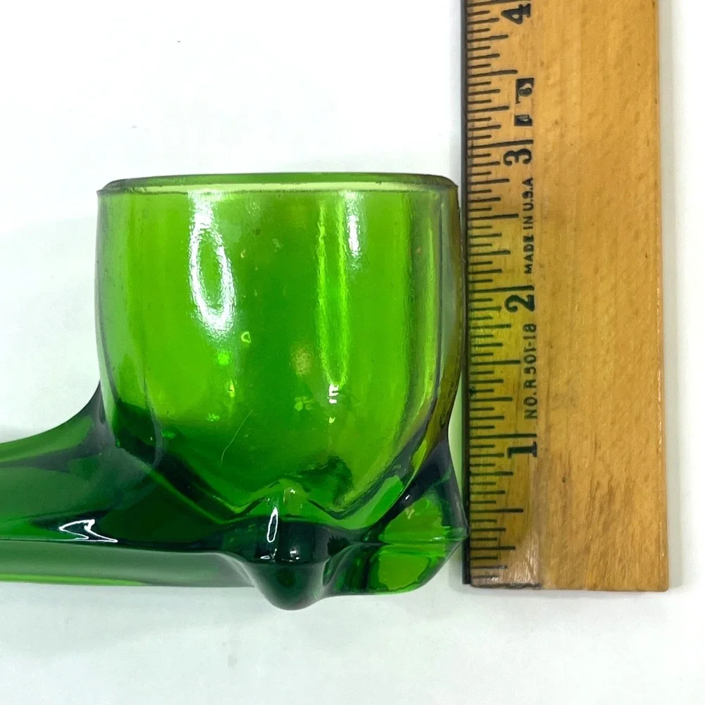 Emerald Green Glass Pipe-Shaped Candle Holder Toothpick Match Holder Ash Tray 6